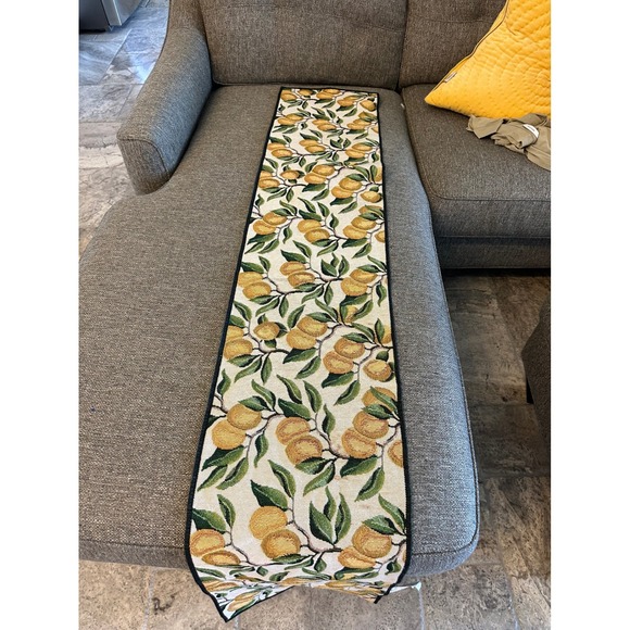 Tapestry‎ Table Runner lemons  Fruit Design Black Border Accent Decor - Picture 1 of 2